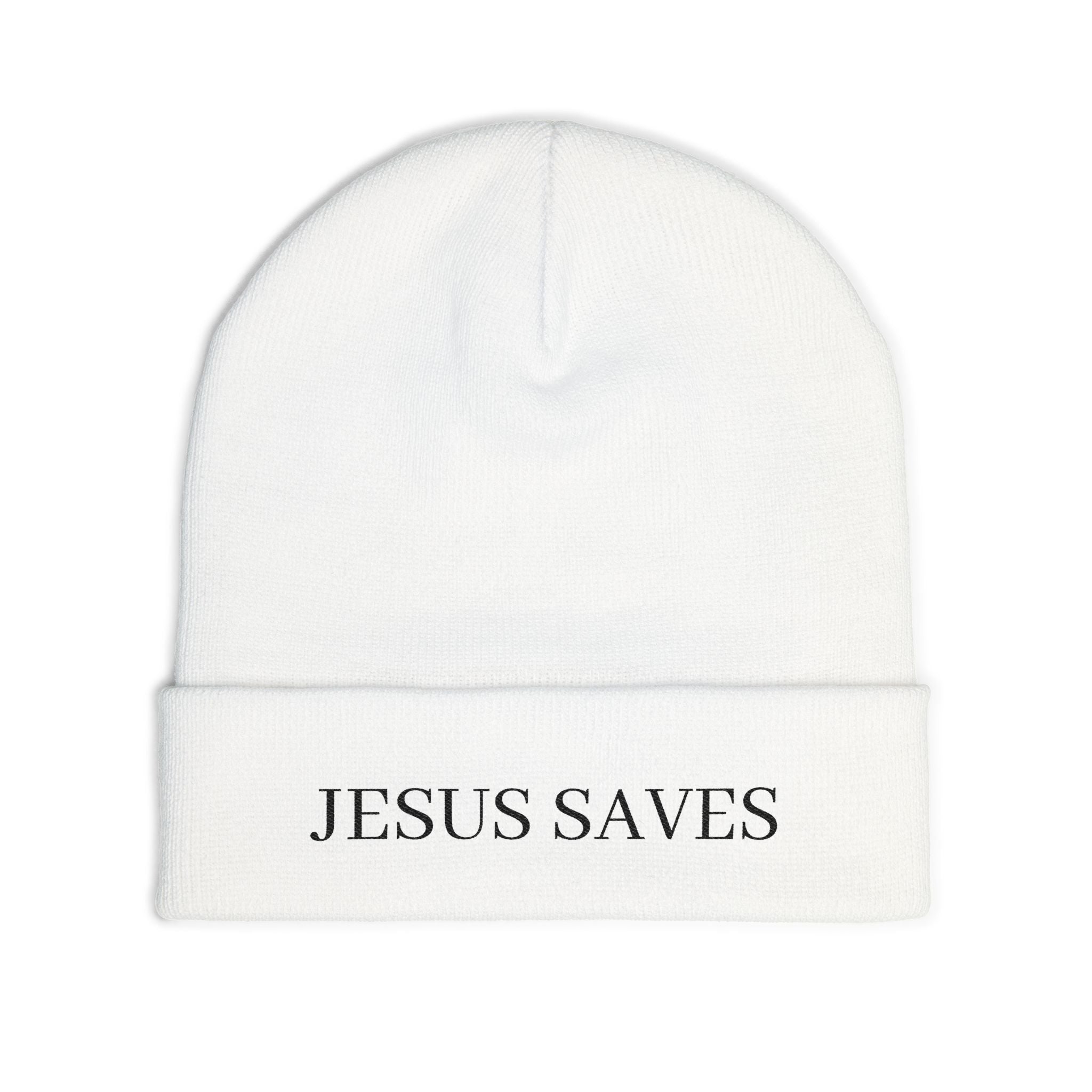 Embroidered JESUS SAVES Knit Beanie