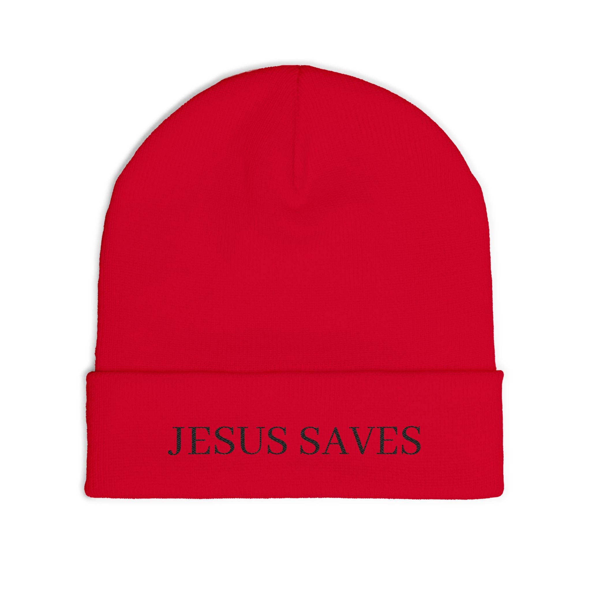 Embroidered JESUS SAVES Knit Beanie