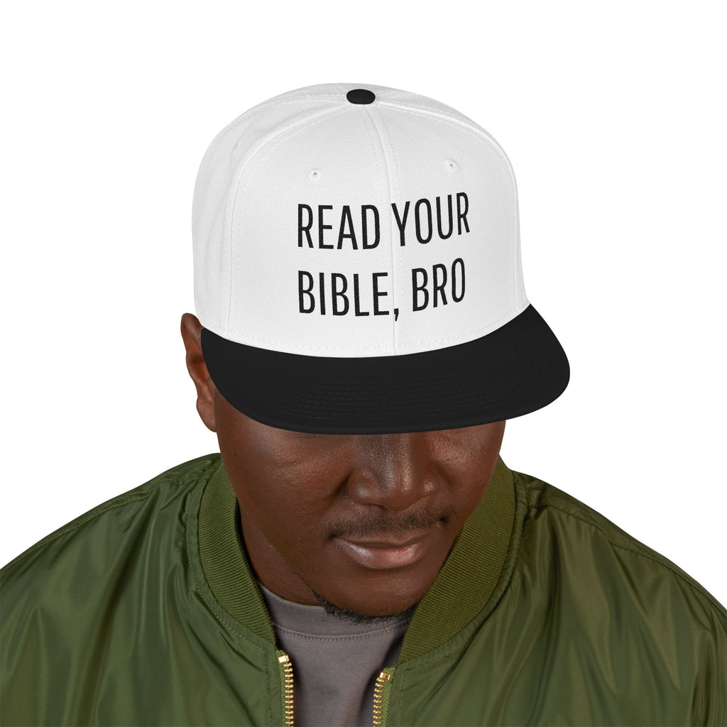 Read Your Bible, Bro Embroidered Flat Bill Snapback Cap