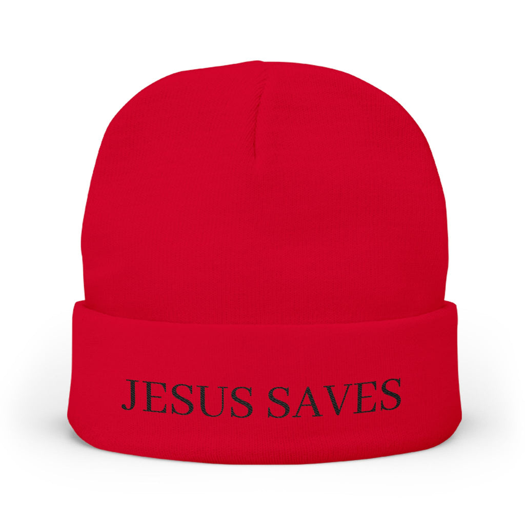 Embroidered JESUS SAVES Knit Beanie