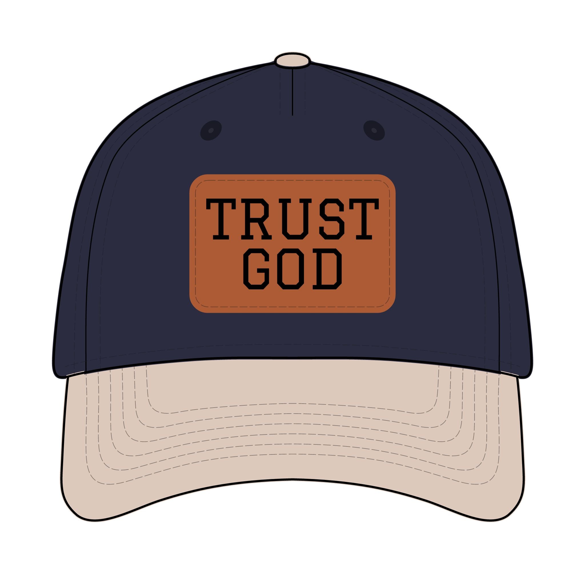 Trust God Leather Patch Baseball Cap