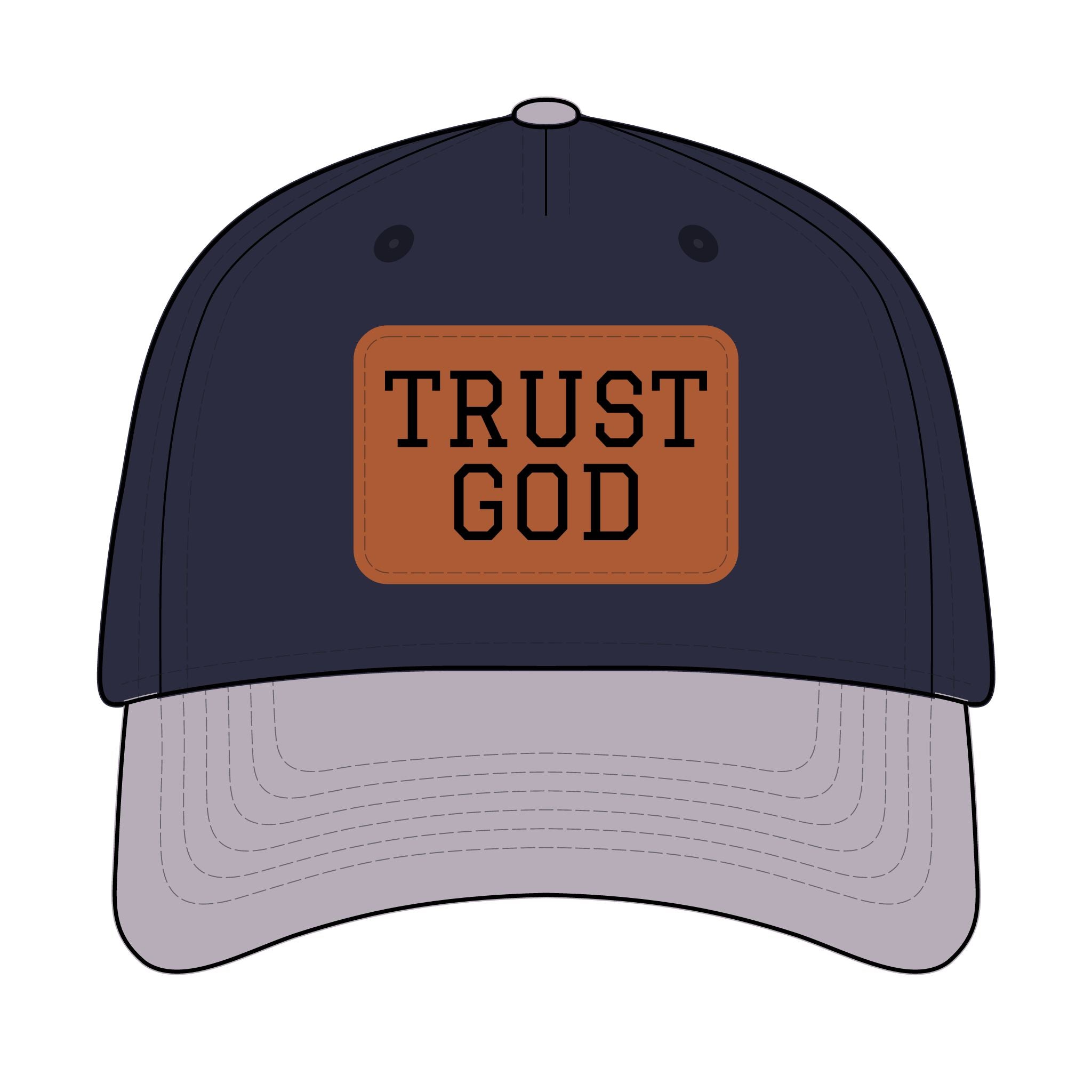 Trust God Leather Patch Baseball Cap