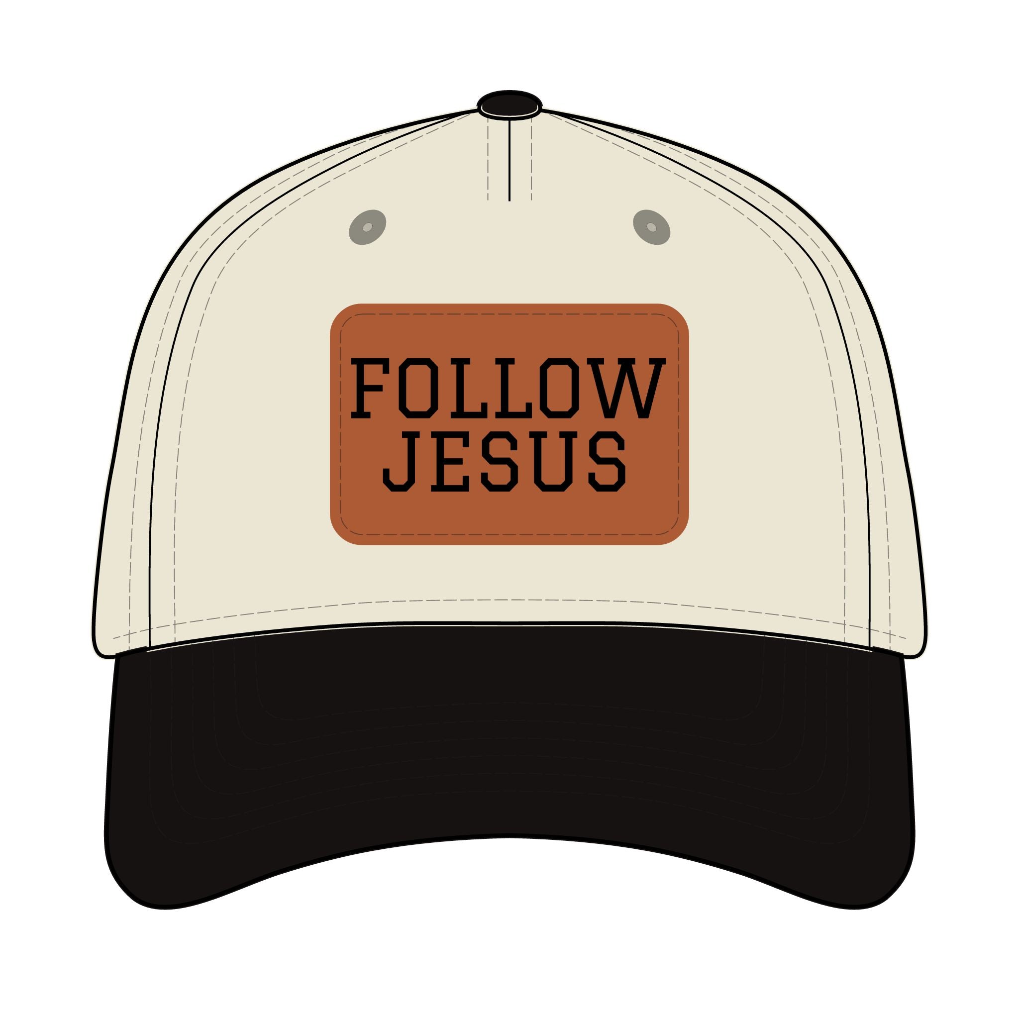 Follow Jesus Leather Patch Baseball Cap