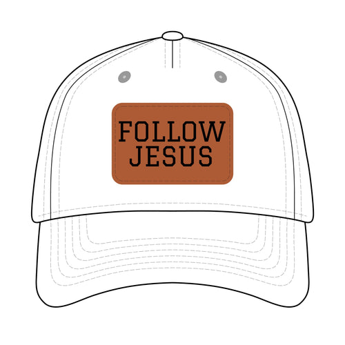 Follow Jesus Leather Patch Baseball Cap